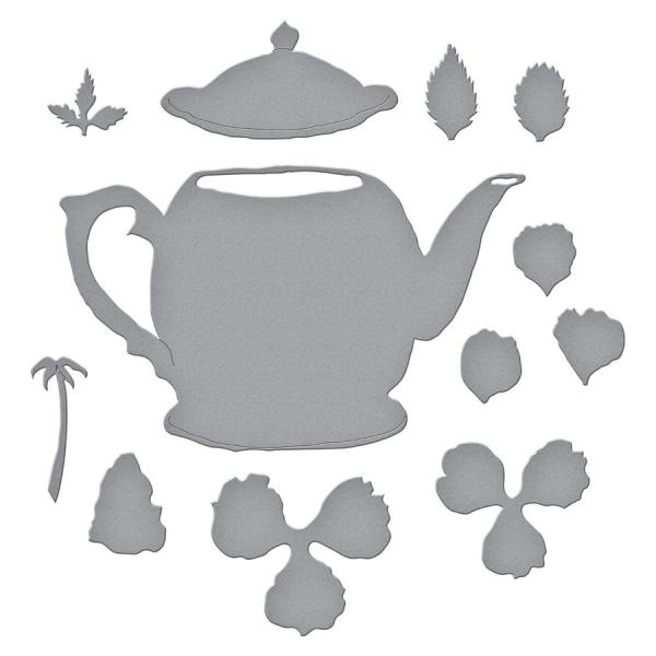 Spellbinders Die "Hybrid Tea Rose and Tea Pot Etched" Stanzschablone