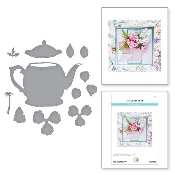 Spellbinders Die "Hybrid Tea Rose and Tea Pot Etched" Stanzschablone