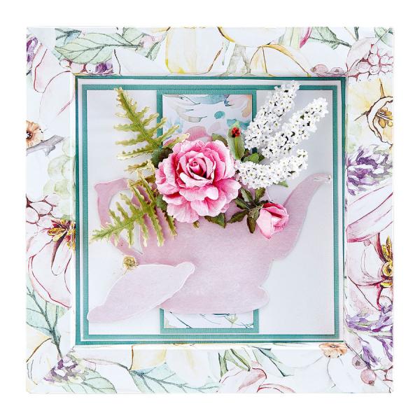 Spellbinders Die "Hybrid Tea Rose and Tea Pot Etched" Stanzschablone