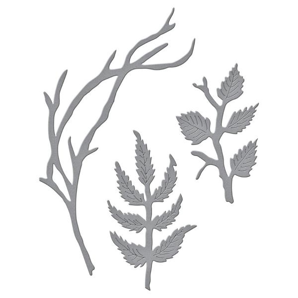 Spellbinders Die "Winter Bough and Evergreen Shrubs Etched" Stanzschablone