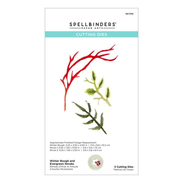 Spellbinders Die "Winter Bough and Evergreen Shrubs Etched" Stanzschablone