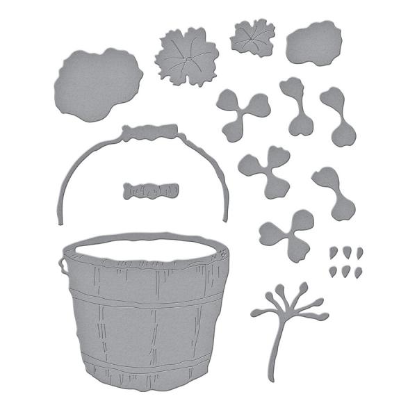 Spellbinders Die "Geranium and Antique Wooden Bucket Etched" Stanzschablone