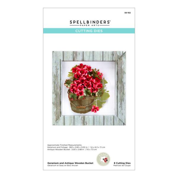 Spellbinders Die "Geranium and Antique Wooden Bucket Etched" Stanzschablone