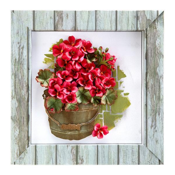 Spellbinders Die "Geranium and Antique Wooden Bucket Etched" Stanzschablone
