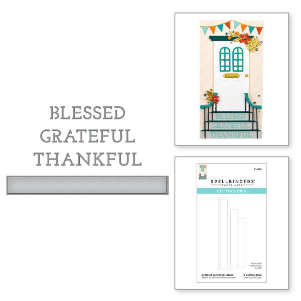 Spellbinders Die "Grateful Sentiment Steps Etched" Stanzschablone