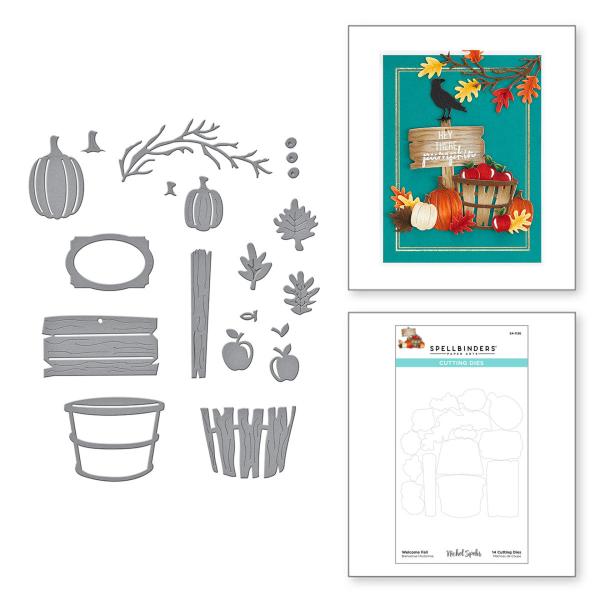 Spellbinders Die "Welcome Fall Etched" Stanzschablone