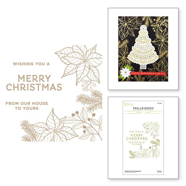 Spellbinders Hotfoil Plate - Holiday Florals Background Glimmer