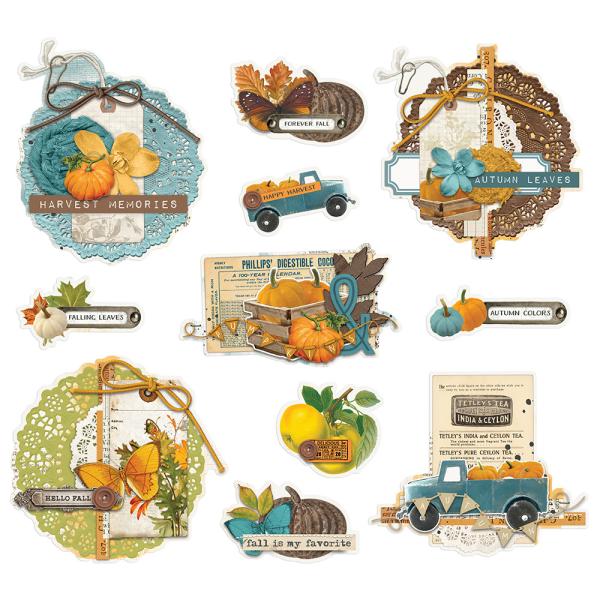  Simple Stories Simple Vintage Country Harvest Chipboard Clusters   Bits & Pieces -  Stanzteile