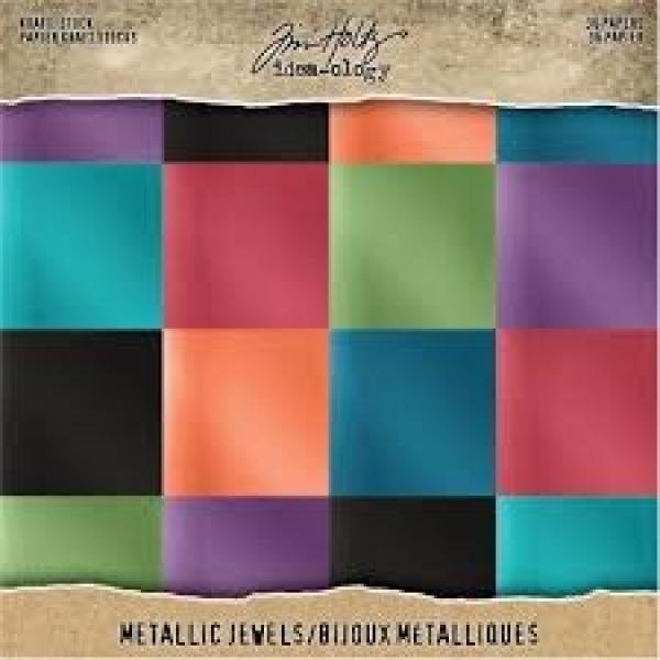 Tim Holtz - Idea Ology " Kraft-Stock 8x8 Inch Metallic Jewels" - Metallic Cardstock