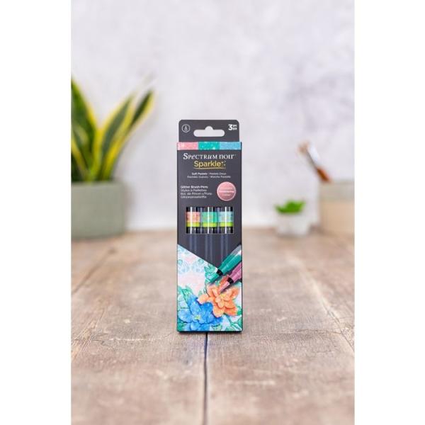Spectrum Noir Sparkle - Glitzerstifte - Brush Pens Soft Pastels (3pcs)