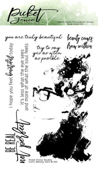 Picket Fence Studios Iconic Beauty Sara 4x6 Inch Clear Stamps 