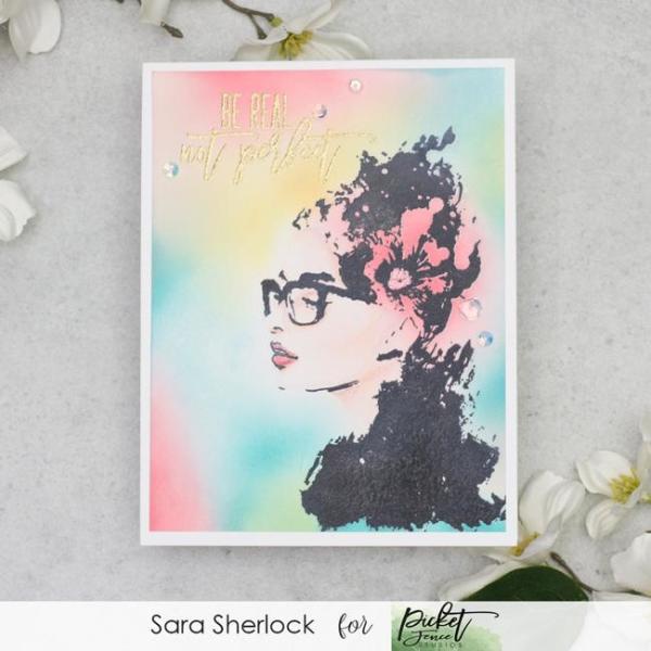 Picket Fence Studios Iconic Beauty Sara 4x6 Inch Clear Stamps 