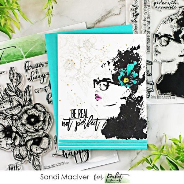 Picket Fence Studios Iconic Beauty Sara 4x6 Inch Clear Stamps 