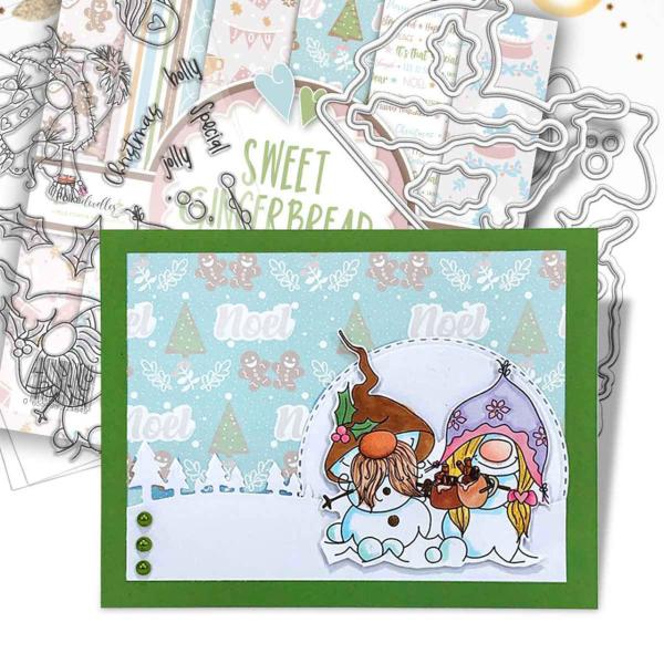 Polkadoodles Stempel "Gnome Jolly Holly Wishes" Clear Stamp-Set