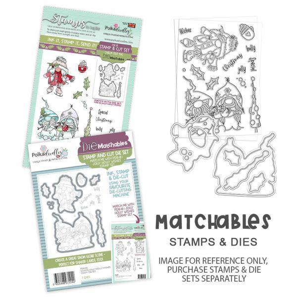 Polkadoodles Dies "Gnome Jolly Holly Wishes" Stanzschablonen