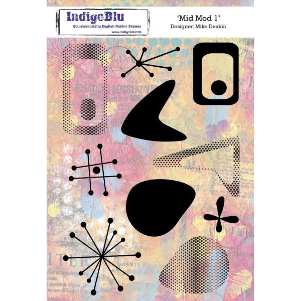 IndigoBlu "Mid Mod 1" A5 Rubber Stamp