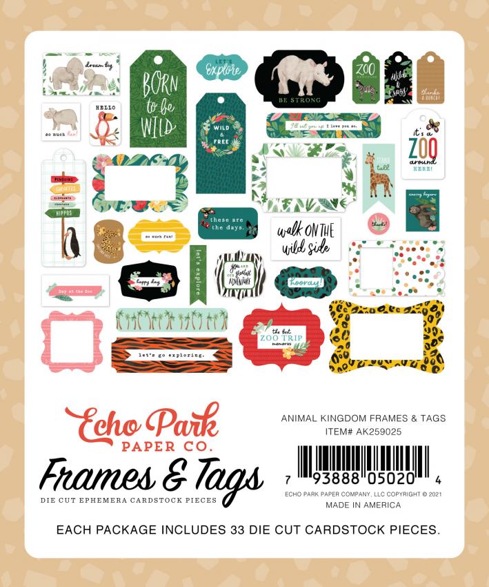 Echo Park "Animal Kingdom" Ephemera Frames & Tags
