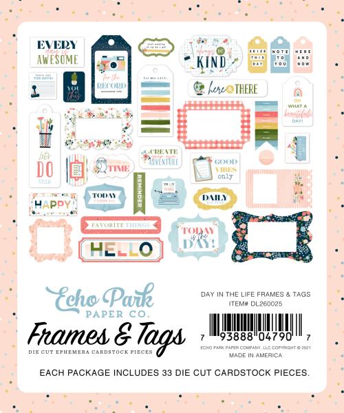 Echo Park "Day In The Life" Ephemera Frames & Tags