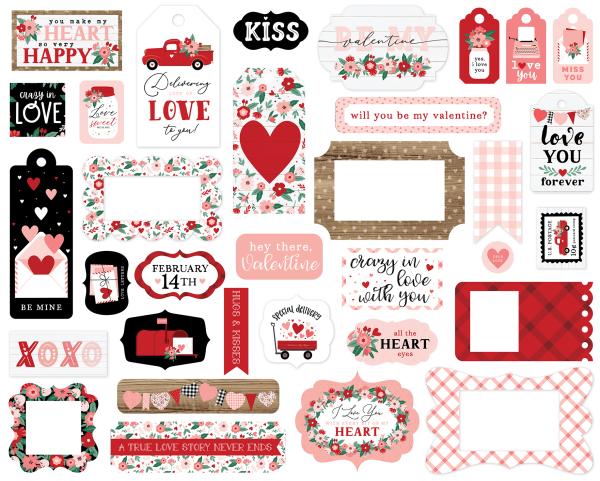 Echo Park "Hello Valentine" Ephemera Frames & Tags
