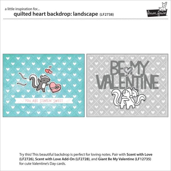 Lawn Fawn Craft Dies - Quilted Heart Backdrop: Landscape