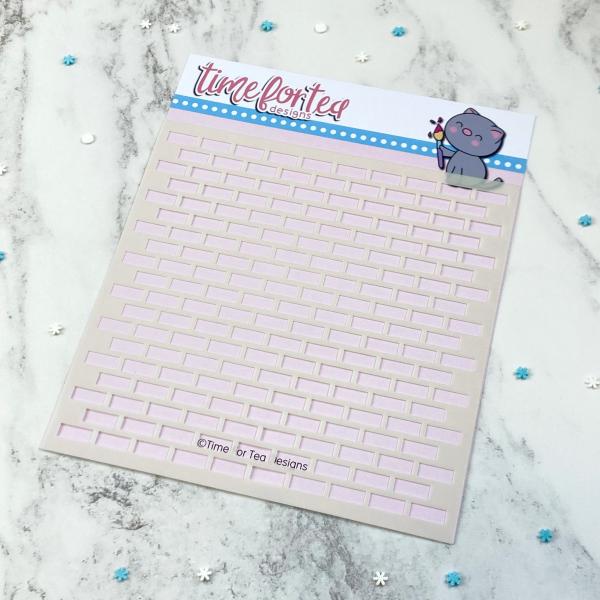 Time For Tea Stencil Tiled Wall