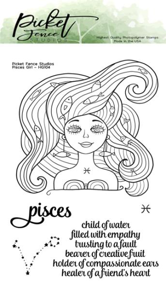 Picket Fence Studios Pisces Girl Clear Stamps 