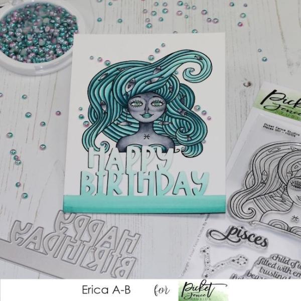 Picket Fence Studios Pisces Girl Clear Stamps 