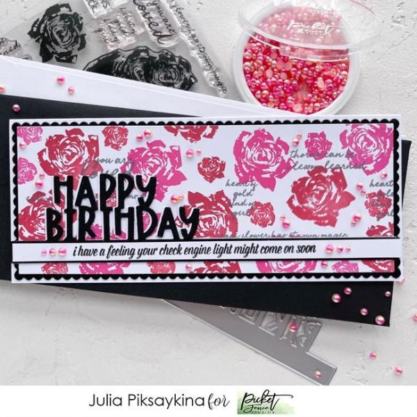 Picket Fence Studios Slim Line Happy Birthday Word  Die (SDCS-133)