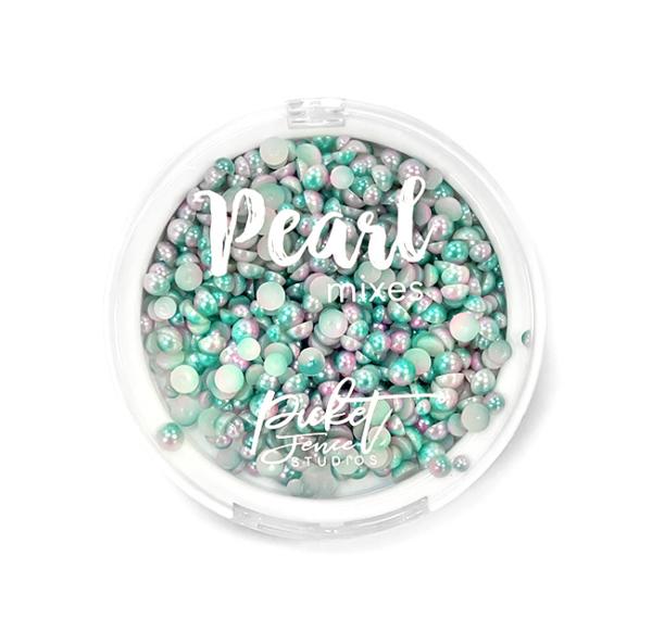 Picket Fence Studios Gradient Flatback Pearls Aquamarine & Pale Pink   - Halbperlen