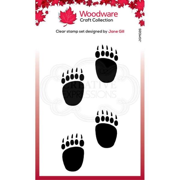 Woodware Festive Fuzzies Mini Polar Bear Paws   Clear Stamp - Stempel 