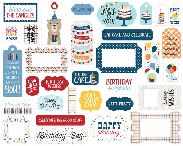 Echo Park "Birthday Boy" Ephemera Frames & Tags