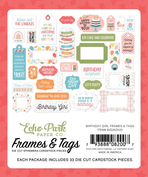 Echo Park "Birthday Girl" Frames & Tags