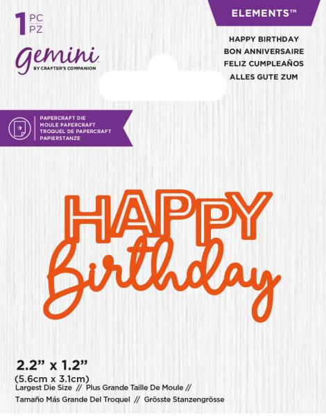 Gemini Happy Birthday Mini Elements Dies  - Stanze - Geburtstag