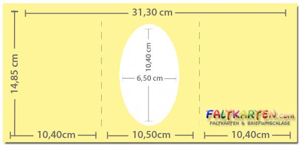 Passepartoutkarte oval 3-Fach DIN A6 in taupe