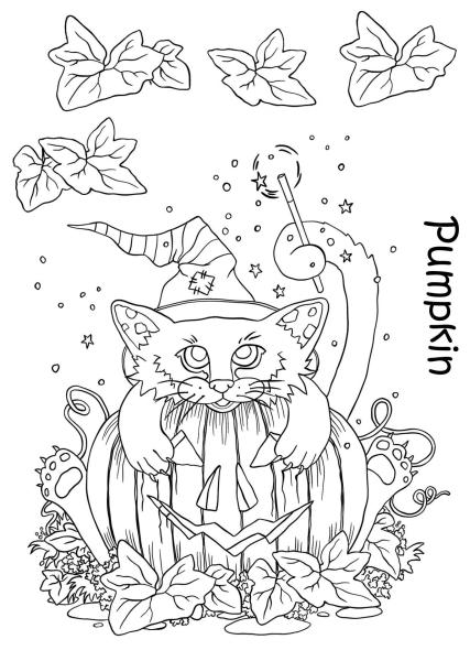 The Card Hut Crazy Cats Pumpkin  Clear Stamps Stempelset 