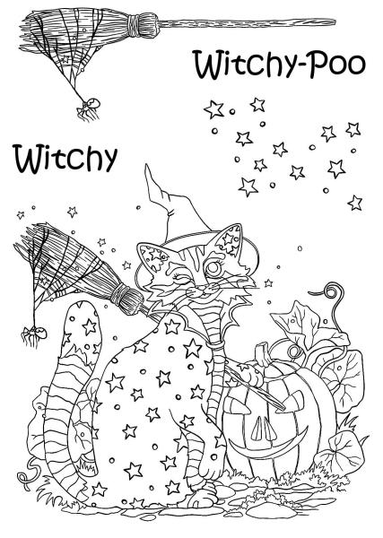 The Card Hut Crazy Cats Witchy Poo  Clear Stamps Stempelset 
