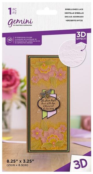 Gemini Embellished Lace 3D Embossing Folder - Prägeschablone - Versierte Spitze
