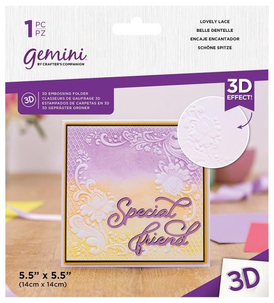 Gemini Lovely Lace 3D Embossing Folder - Prägeschablone - Schöne spitze