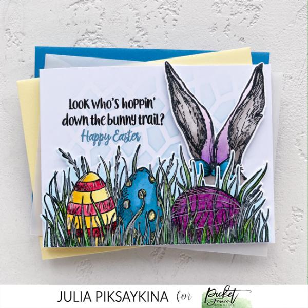 Picket Fence Studios Hoppin' Down the Bunny Trail 4x4 Inch Clear Stamps
