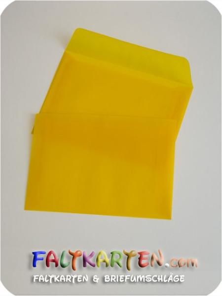 transparente Briefumschläge - Briefhüllen in gelb, DIN C6, 100g/m², Nassklebung
