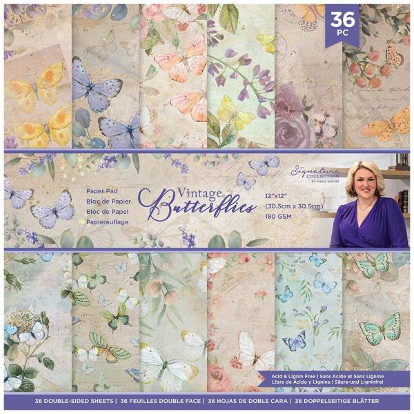 Crafters Companion -Vintage Butterflies - 12" Paper Pack