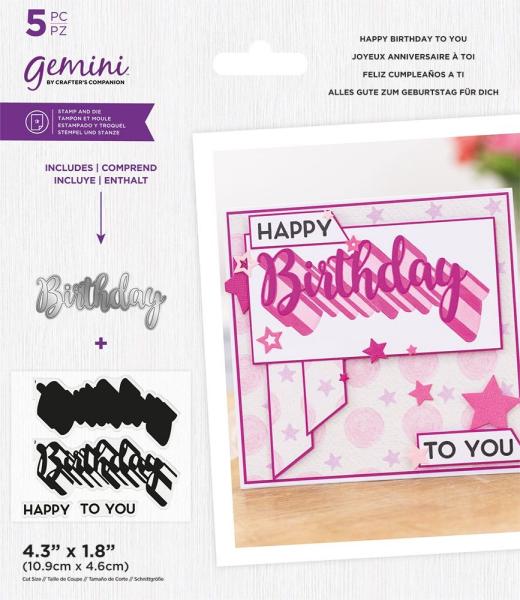 Gemini Happy Birthday to You Stamp & Die  - Stempel & Stanze 