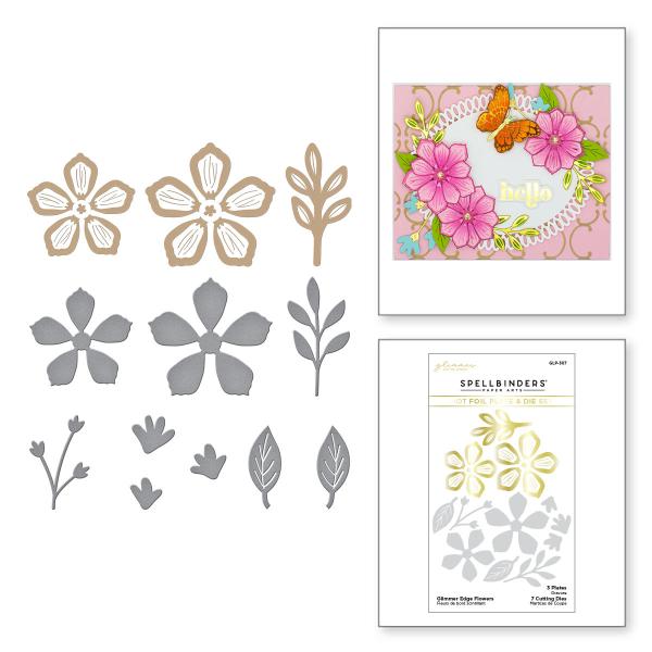 Spellbinders Hotfoil Plate - Glimmer Edge Flowers Glimmer
