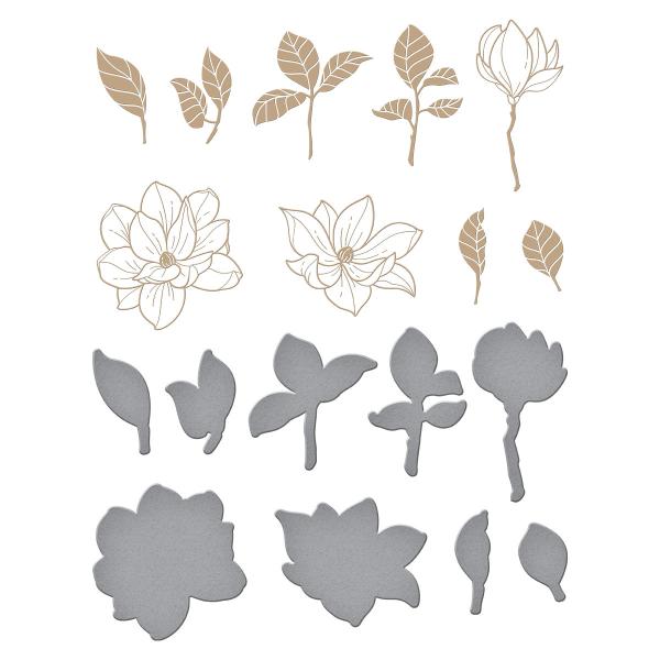 Spellbinders Hotfoil Plate - Magnolia Bouquet Glimmer