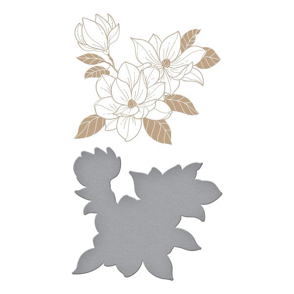 Spellbinders Hotfoil Plate - Magnolia Glimmer Blooms Glimmer