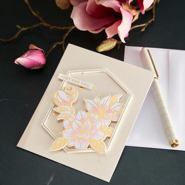 Spellbinders Hotfoil Plate - Magnolia Glimmer Blooms Glimmer