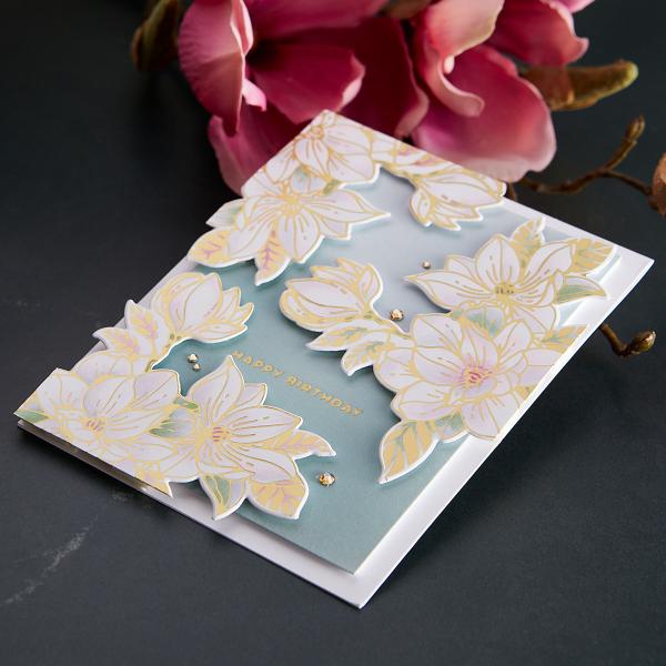 Spellbinders Hotfoil Plate - Magnolia Glimmer Blooms Glimmer