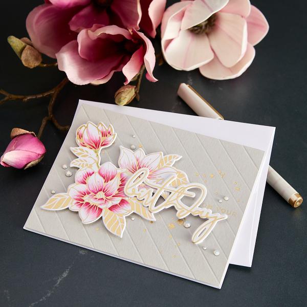 Spellbinders Hotfoil Plate - Magnolia Glimmer Blooms Glimmer