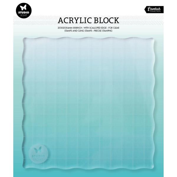 Studio Light -  Essentials acrylic block for clear and cling stamps with grid 20,32x20,32x0,8cm