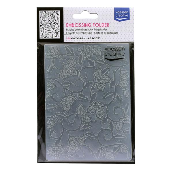 Vaessen Creative - Embossingfolder "Stechpalmenzweige" - Prägefolder